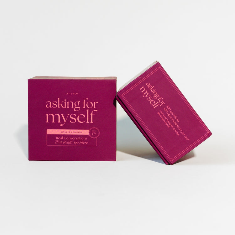 two decks are stacked side by side. the Asking for Myself Couples Edition deck is great for gifting!